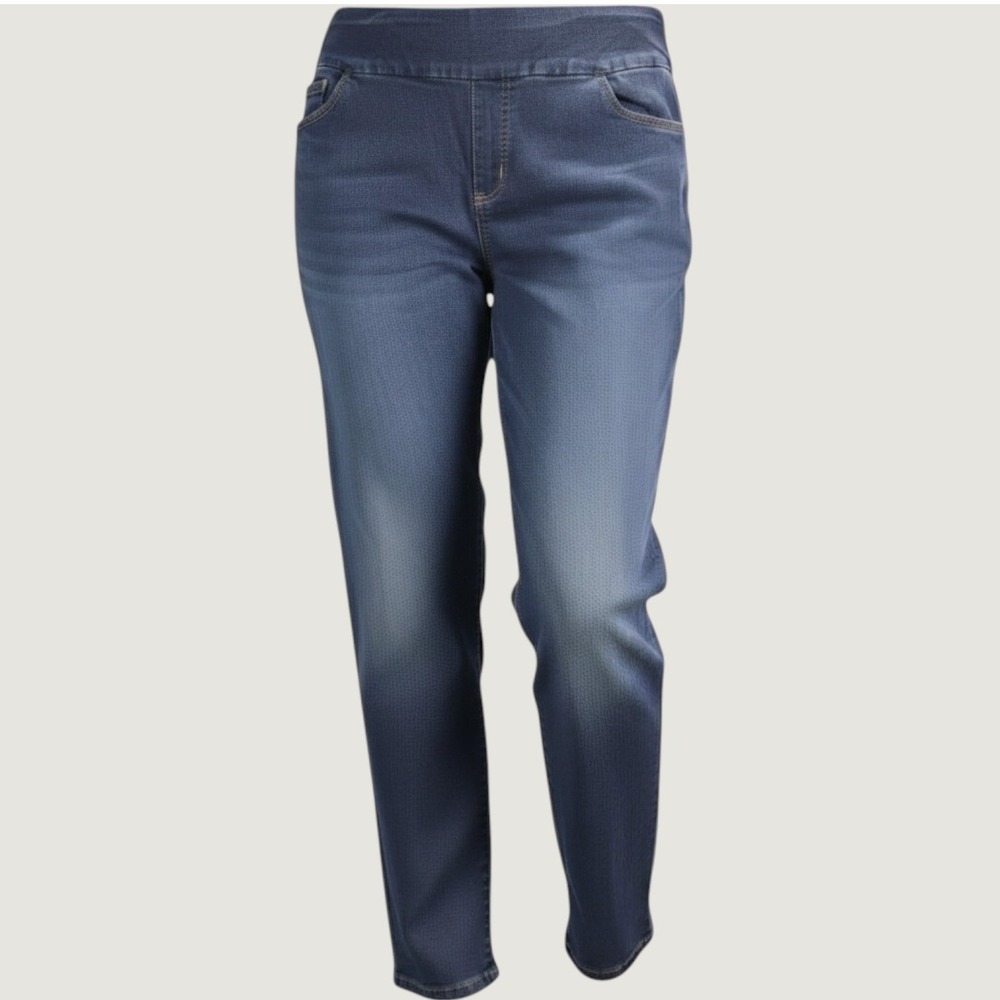 Woman Within Womens 20W Plus Pull On Jeggings Dark Wash Blue Elastic Waist Denim